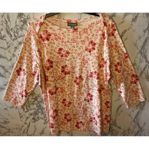 Style & Co Floral Print 3/4 Sleeve Top Size 1X 100% Supima Cotton